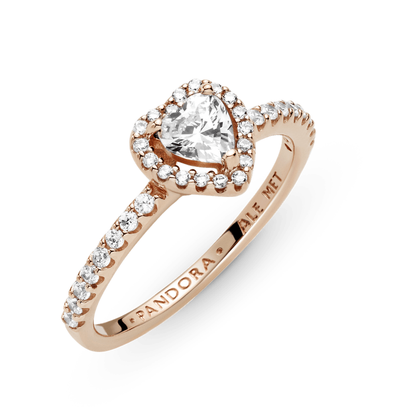 Anillo de corazón elevado brillante Recubrimiento en Oro Rosa de 14k