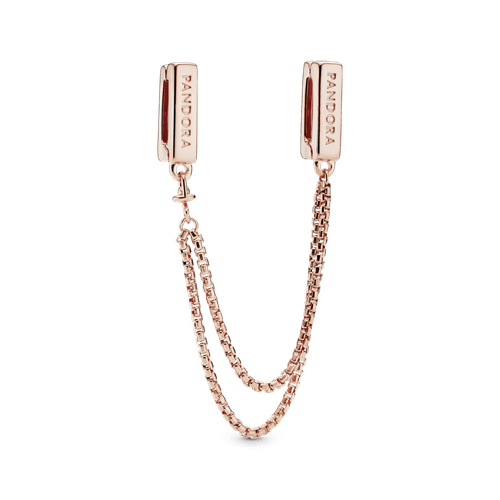 Sujetador Con Cadena De Seguridad PANDORA Reflexions en Recubrimiento en Oro Rosa de 14k