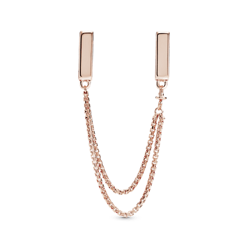 Sujetador Con Cadena De Seguridad PANDORA Reflexions en Recubrimiento en Oro Rosa de 14k