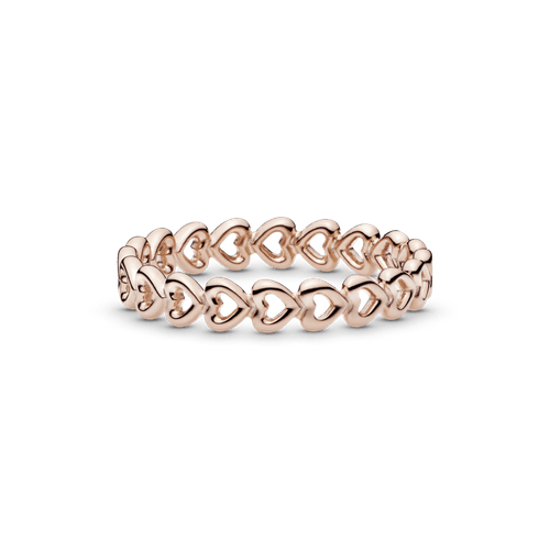 Anillo Banda de corazones Recubrimiento en Oro Rosa de 14k