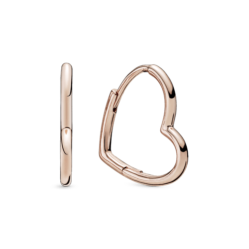 Aretes de aro Corazón asimétrico Recubrimiento en Oro Rosa de 14k