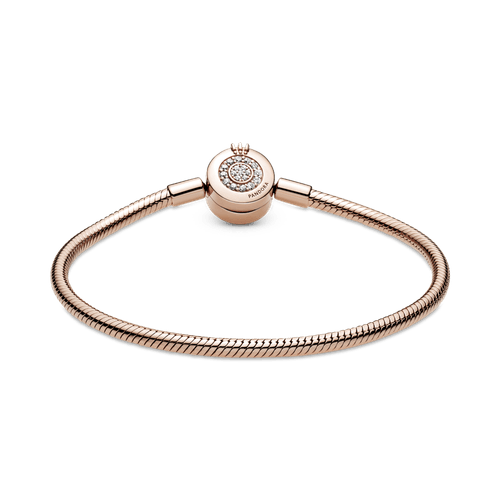 Brazalete Pandora Moments cadena de serpiente Corona O resplandeciente en Recubrimiento en Oro Rosa de 14k