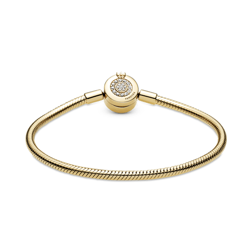 Brazalete Pandora Moments cadena de serpiente Corona O resplandeciente con Recubrimiento en Oro de 14k
