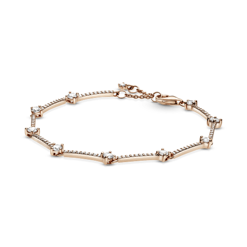 Brazalete Recubrimiento en Oro Rosa de 14k de barras con pavé brillante