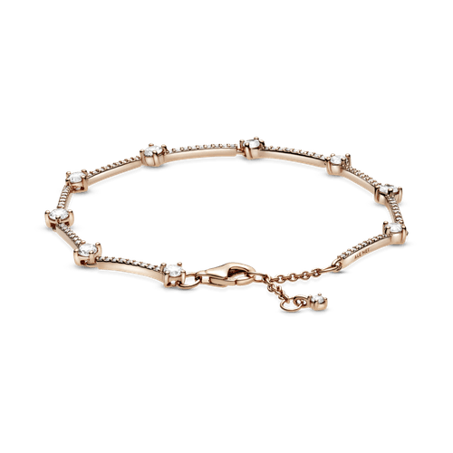 Brazalete Recubrimiento en Oro Rosa de 14k de barras con pavé brillante