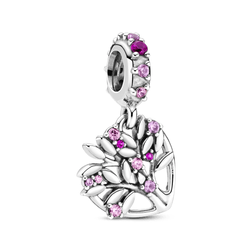 Charm colgante árbol genealógico con corazón rosa