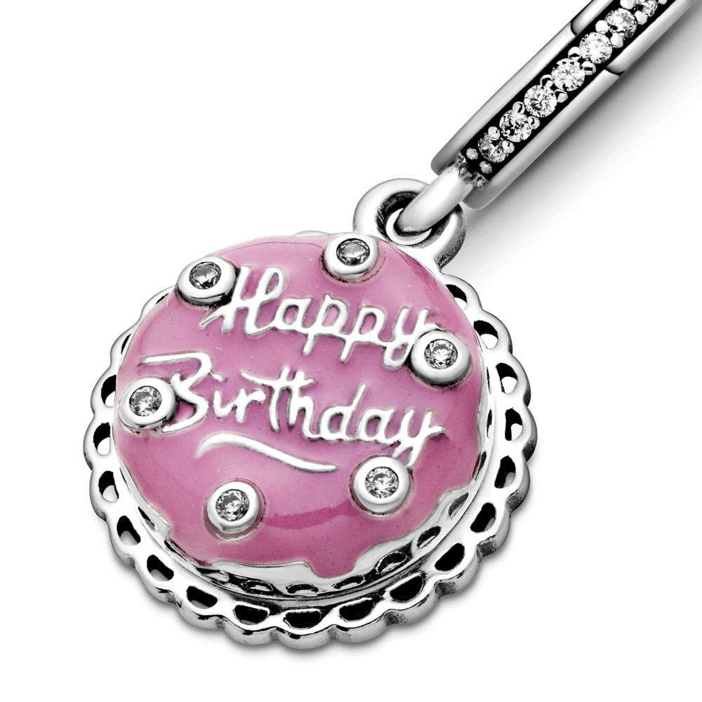 Charm colgante Pastel de cumpleaños rosa