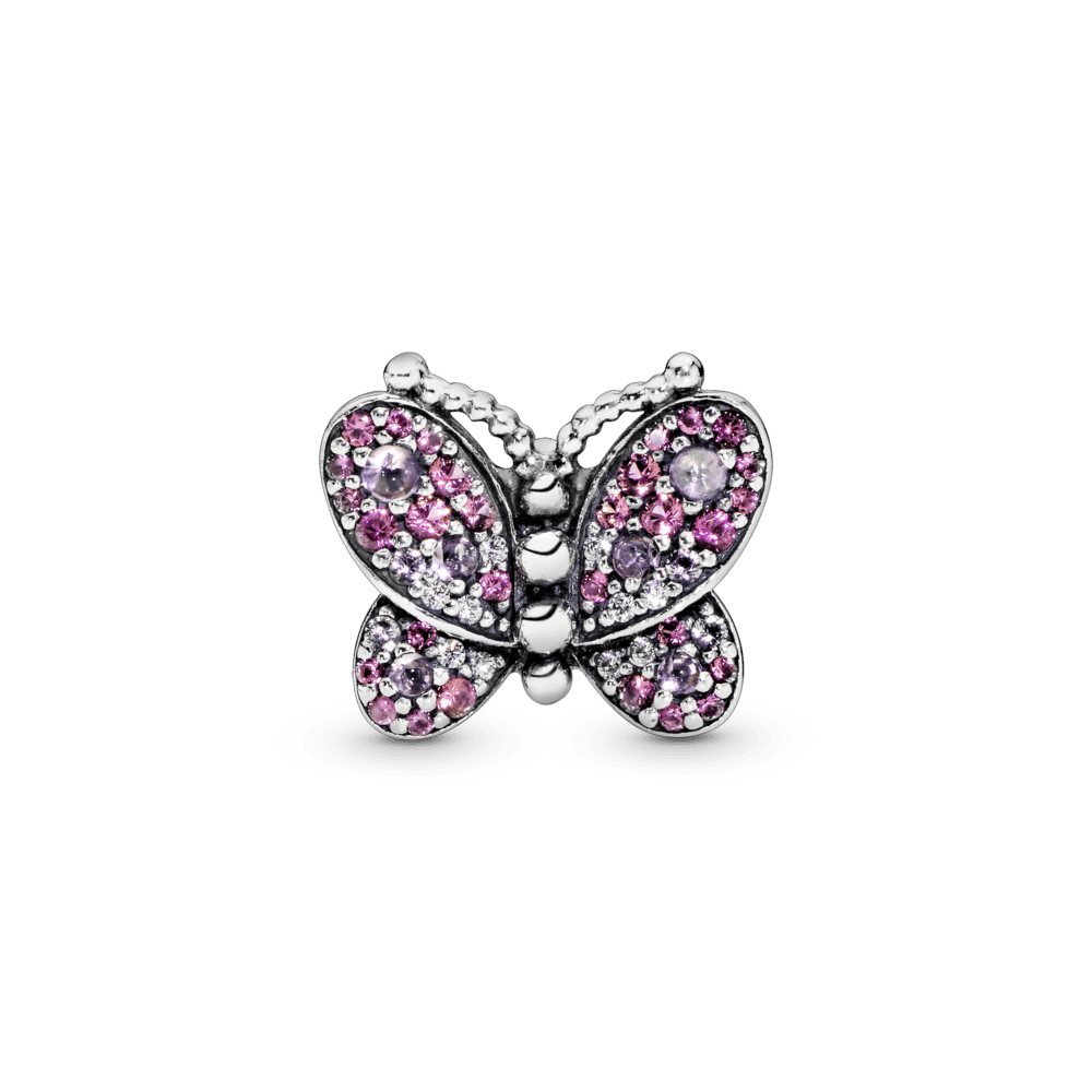 Charm Mariposa de pavé rosada