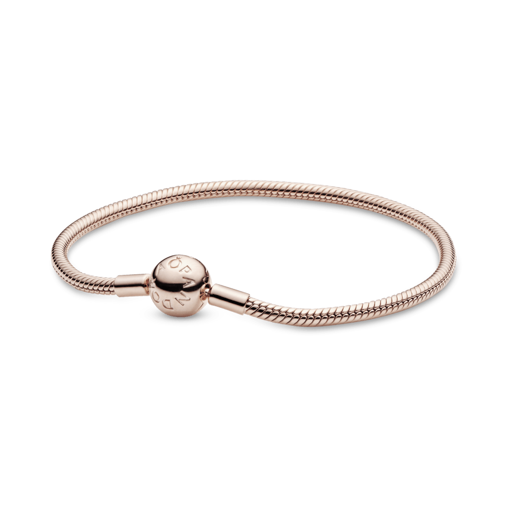 Brazalete cadena de serpiente con broche Pandora Moments en Recubrimiento Oro Rosa 14k