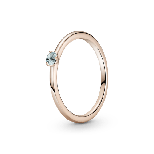 Anillo solitario Azul Pálido Recubrimiento en Oro Rosa de 14k
