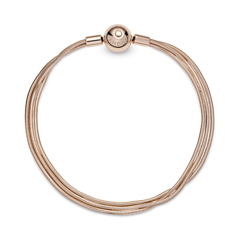 Brazalete Pandora Moments Multi Cadena de Serpiente en Recubrimiento Oro Rosa 14k