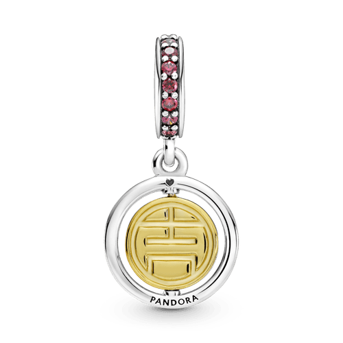 Charm Colgante Giro De La Buena Suerte Recubrimiento en Oro de 14k