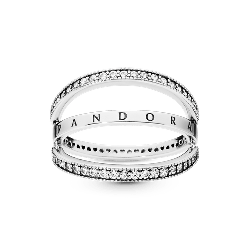 Anillo Con Corazones Y Logotipo De Pandora Signature
