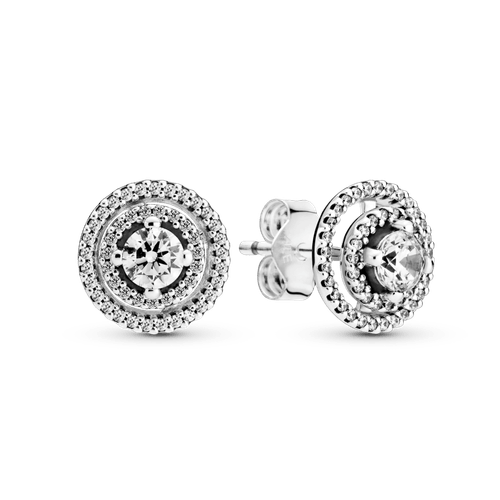 Aretes De Botón Halo Doble Reluciente
