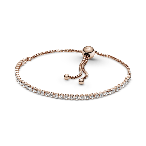 Brazalete De Tenis Deslizante Brillante Recubrimiento en Oro Rosa de 14k