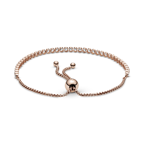 Brazalete De Tenis Deslizante Brillante Recubrimiento en Oro Rosa de 14k