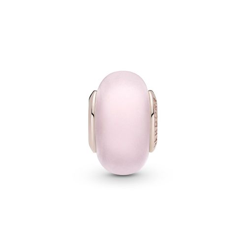 Charm De Cristal Murano Rosa Mate Recubrimiento en Oro Rosa de 14k