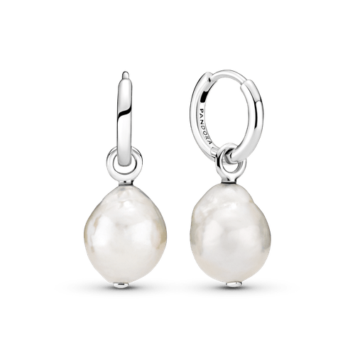 Aretes De Aro Perla Cultivada De Agua Dulce Barroca