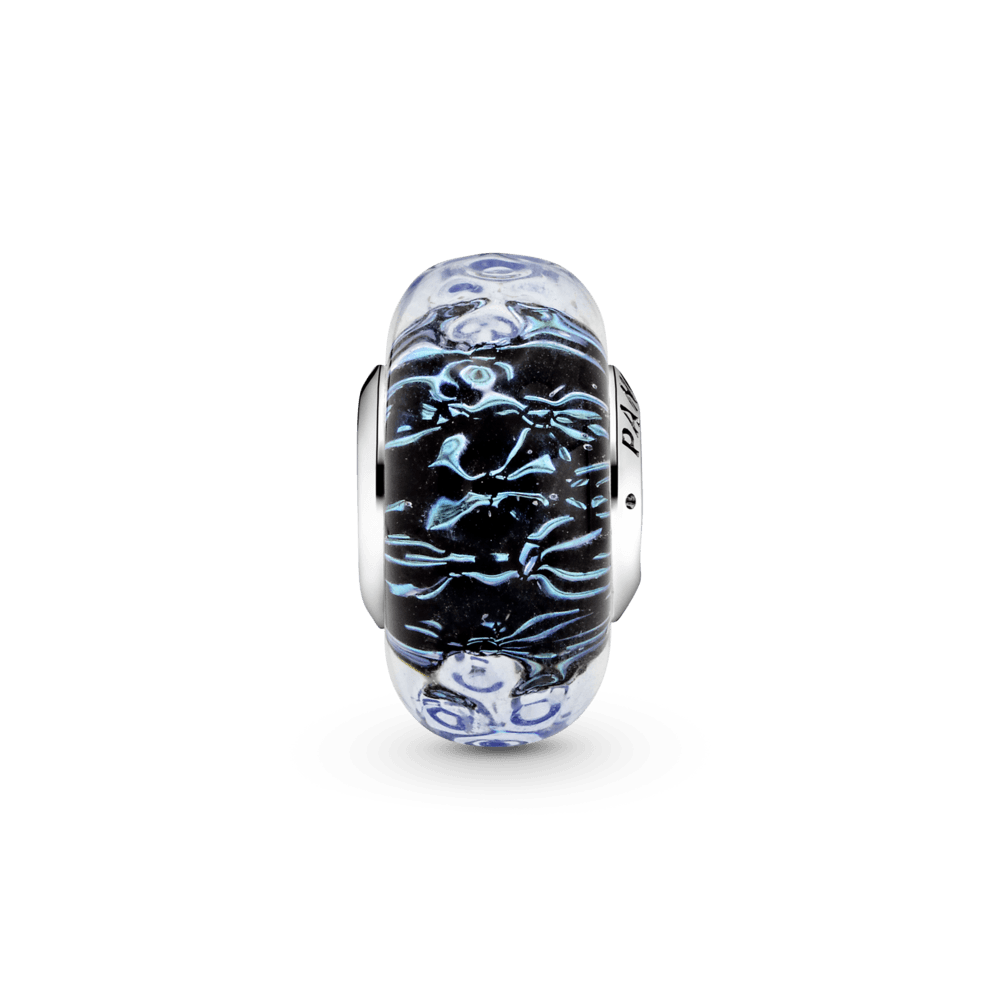 Charm Océano Ondulante De Cristal Murano Azul Oscuro