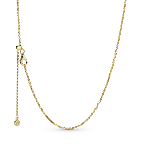 Collar Cadena De Cable Clásico Sencillo Recubrimiento en Oro de 14k