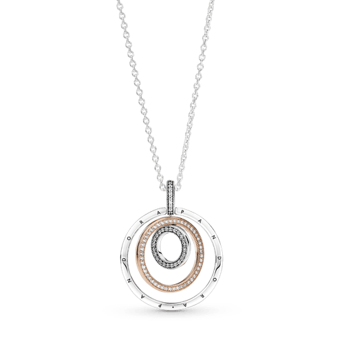 Collar Y Pendiente Círculos De Dos Tonos en Recubrimiento en Oro Rosa de 14k