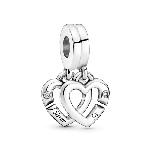 Charm Colgante Dividido Corazones Gemelos Entrelazados