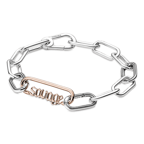 Eslabón De Estilo Con La Palabra Salvaje Recubrimiento en Oro Rosa De 14K Pandora Me
