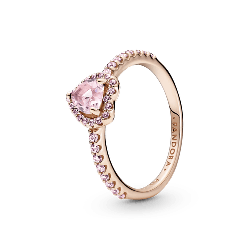 Anillo Con Un Recubrimiento En Oro Rosa De 14k Corazón Brillante Rosa Elevado