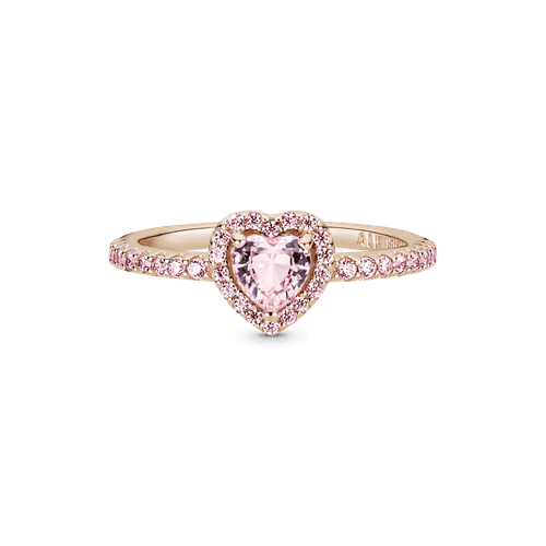 Anillo Con Un Recubrimiento En Oro Rosa De 14k Corazón Brillante Rosa Elevado