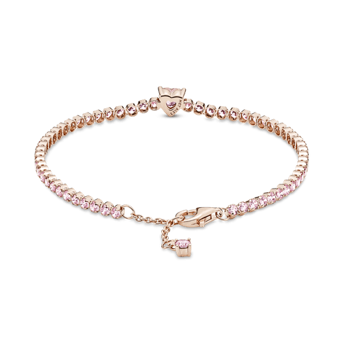 Brazalete En Plata De Ley Corazón Brillante Recubrimiento en Oro Rosa 14k