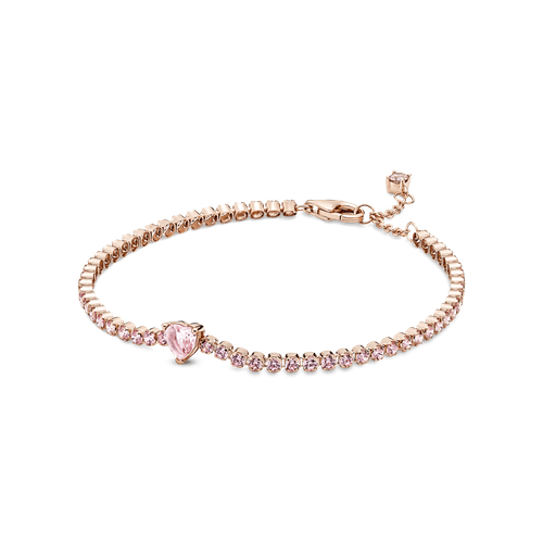 Brazalete En Plata De Ley Corazón Brillante Recubrimiento en Oro Rosa 14k