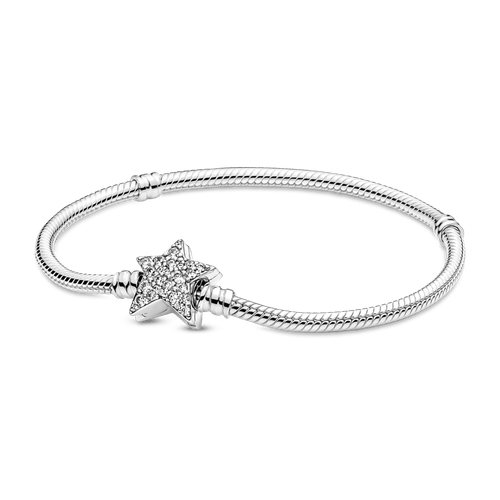 Brazalete Pandora Moments Cadena De Serpiente Cierre Estrella Asimétrica