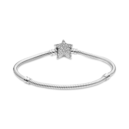 Brazalete Pandora Moments Cadena De Serpiente Cierre Estrella Asimétrica