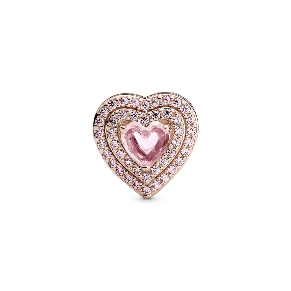 Charm Corazón Nivelado Brillante Recubrimiento en Oro Rosa 14k
