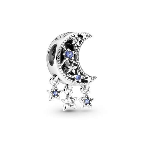 Charm En Plata De Ley Estrella & Luna Creciente