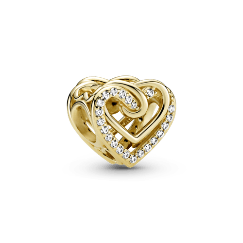 Charm Corazones Entrelazados Resplandecientes Recubrimiento En Oro 14k