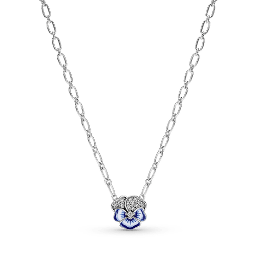 Collar Con Pendiente Pensamiento Azul