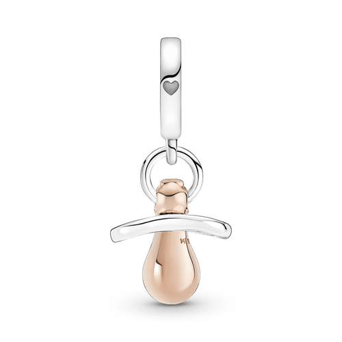 Charm Colgante Chupón De Bebé  Recubrimiento En Oro Rosa De 14K