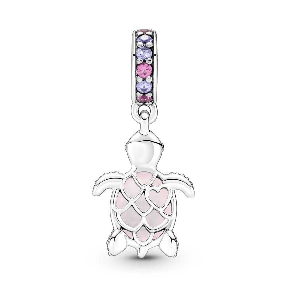 Charm colgante Tortuga de mar rosa de cristal Murano