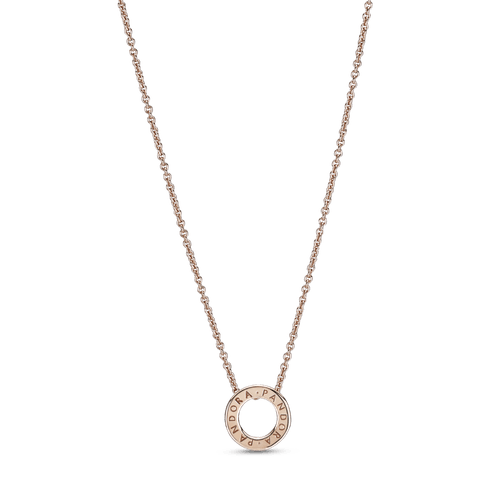 Collar Collier Círculo de Pavé con Logotipo Pandora Rosa