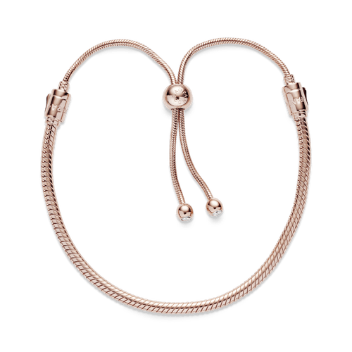 Brazalete Deslizante Diseño Cadena de Serpiente en Oro Rosa 14k