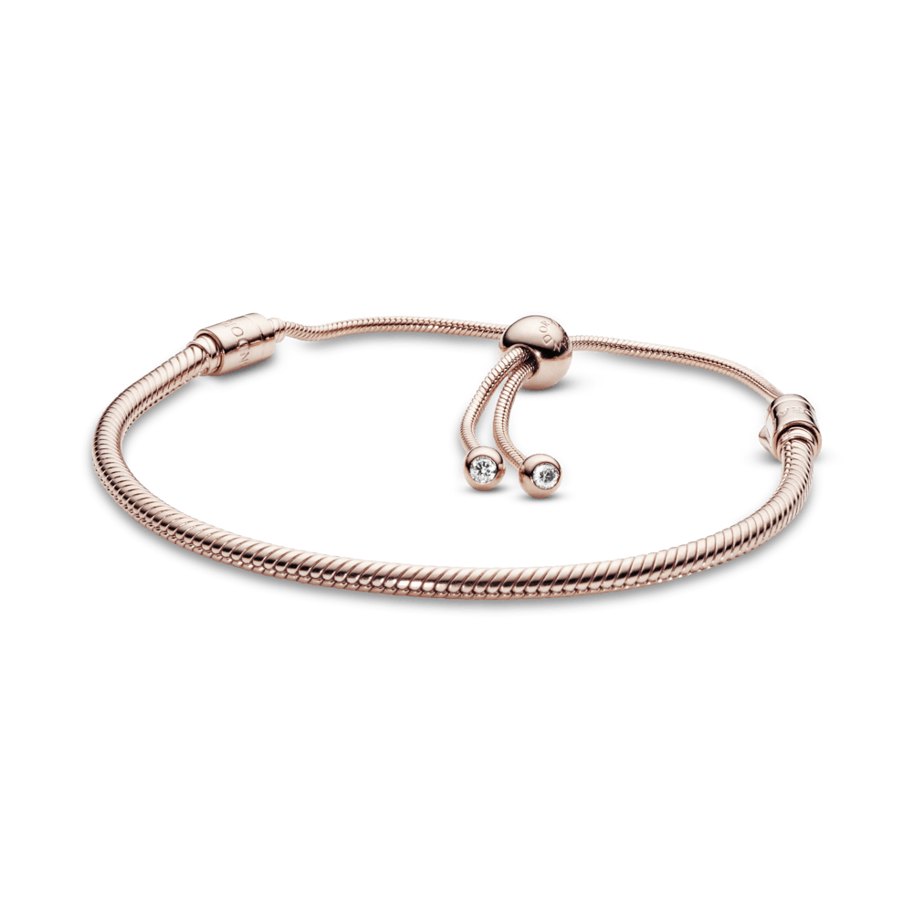 Brazalete Deslizante Diseño Cadena de Serpiente en Oro Rosa 14k