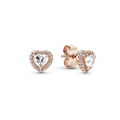 Aretes de botón Corazón elevado reluciente