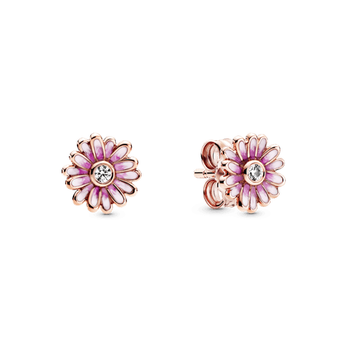 Aretes de botón Margarita rosa