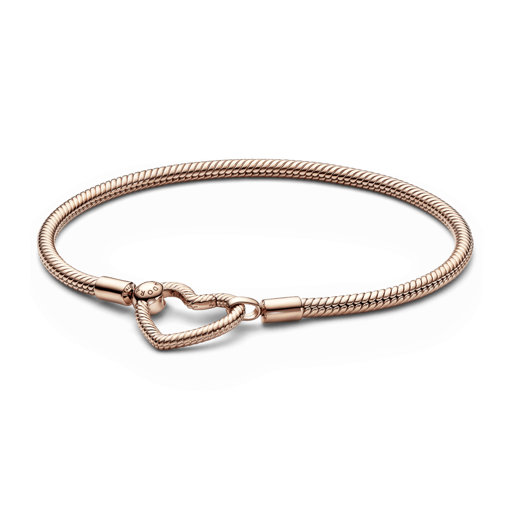 Brazalete cadena de serpiente con broche corazón Pandora Moments Recubrimiento en Oro Rosa 14k