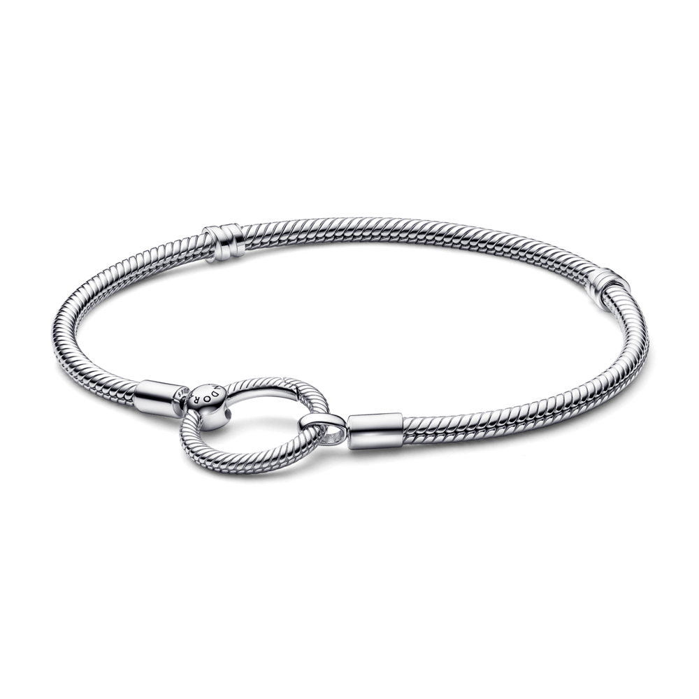 Brazalete cadena de serpiente con broche en forma O Pandora Moments Plata Esterlina