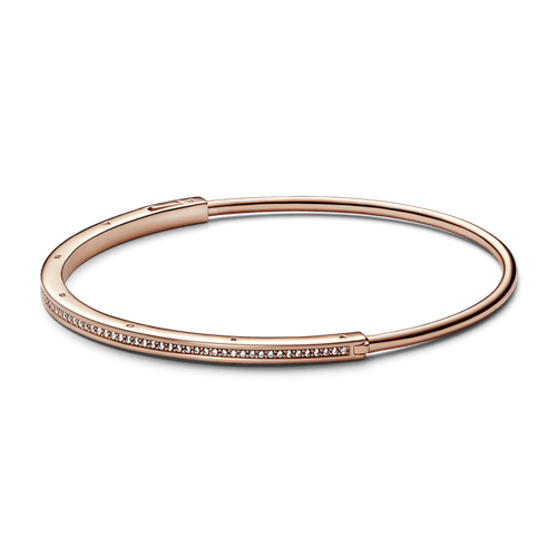Brazalete rígido I-D Pandora Signature Recubrimiento en Oro Rosa