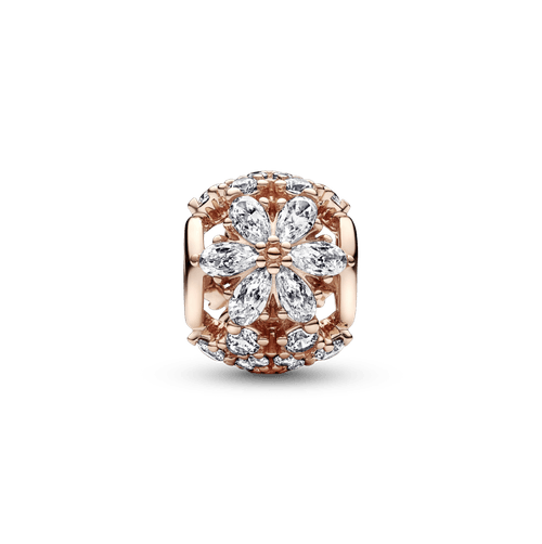 Charm redondo Racimo herbario reluciente Recubrimiento en Oro Rosa de 14k