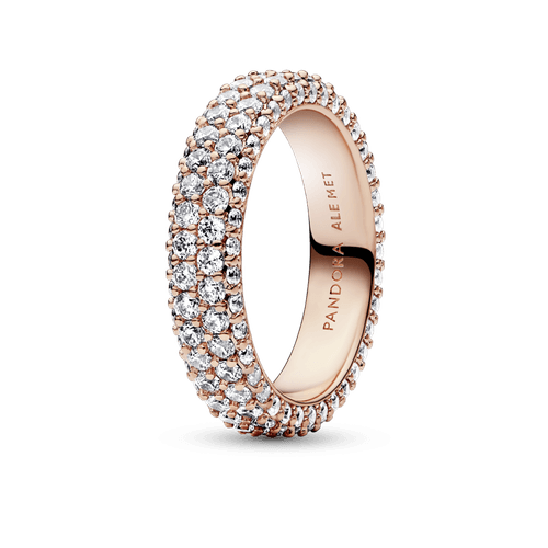 Anillo Hilera de pavé doble de Pandora Timeless Recubrimiento en Oro Rosa de 14k