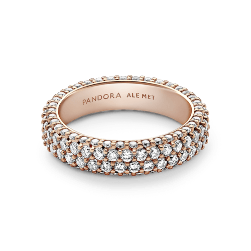 Anillo Hilera de pavé doble de Pandora Timeless Recubrimiento en Oro Rosa de 14k